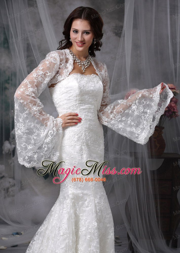 wholesale modest mermaid strapless court train lace wedding dress